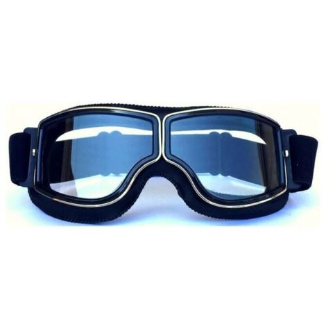 (Cadre noir + lentille transparente) Lunettes de Moto et Jet Lunettes de Protection Masques de Moto 18x8cm (1/5)