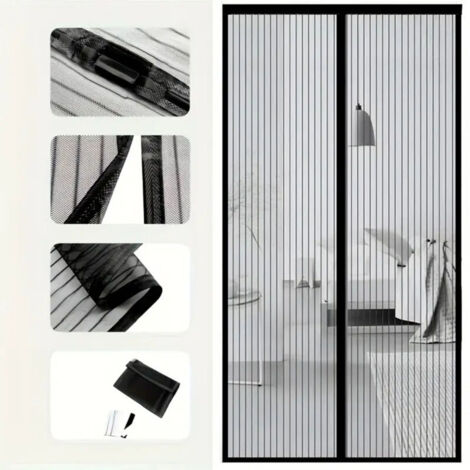 Moustiquaire magnétique pour balcon, terrasse et porte de cave, installation facile grâce à son adhésif facile à utiliser,90x210cm (1/5)