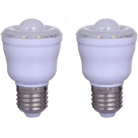 Lot de 2 Ampoules à détecteur de mouvement PIR avec Culot E27,2W, Blanc Chaud 3000K, Veilleuse Automatique On/Off,Cour AC 220-240V,Non dimmable