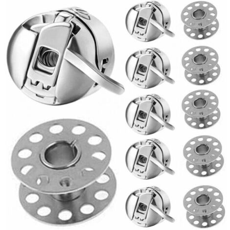 6Pièces Boîtier de Canette Machine à Coudre Boîtier de Canette Acier Inoxydable 6 Pièces Bobines de Machine à Coudre Canettes Métalliques pour Machines à Chargement Frontal Classe 15 (1/4)
