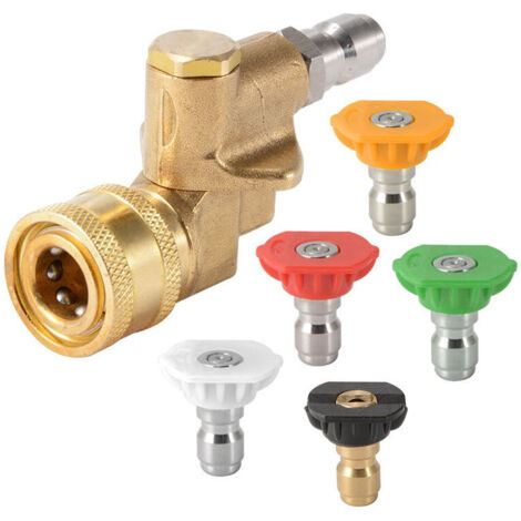 Tête de conversion de pistolet à eau pour machine de nettoyage haute pression Accessoires réglables à 360 degrés Connecteur de nettoyage 1/4 (0 degré, 15 degrés, 25 degrés, 40 degrés, 65 degrés) (1/5)