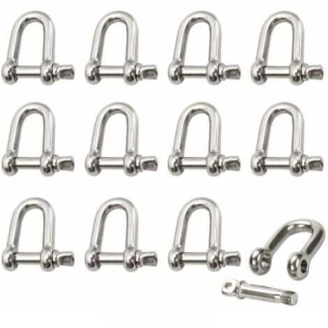 Manille Inox 12 Pièces M4 Manille Inox Acier Manille de Levage Manille D'anneau de D de Chaîne Manille Goupille Vis Boucle Manille Droite Joint Fermoir pour Chaîne (1/5)