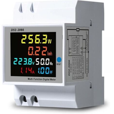 Compteur Electrique Consommation,100A 6 En1 Rail Din 220V De Compteur De Facteur De FréQuence De Puissance De Courant De Tension,AC40-300V CT IntéGré (1/4)