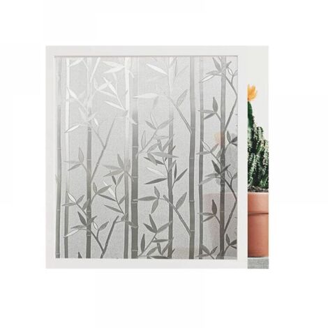 Film pour fenêtre, film électrostatique, antiadhésif, opaque, protection UV, convient pour la cuisine, le bureau, la décoration de la chambre, motif bambou 40 x 200 cm (1/4)