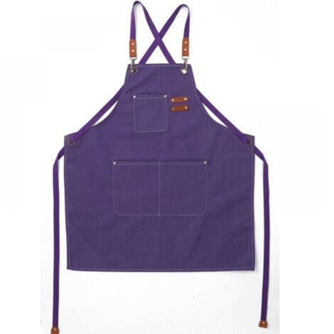 Tablier Cuisine Homme Tabliers en Toile avec 3 Poches Imperméable et Réglable Apron pour Barbecue, Restaurant,Jardin, Charpentier,78 x 68cm(Violet) (1/4)