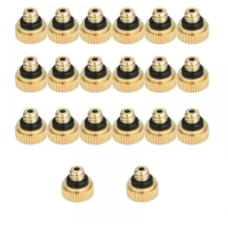 Lot de 20 buses de pulvérisation en laiton, buses de pulvérisation à économie d'eau, adaptées aux systèmes de refroidissement extérieurs, serres,0.4mm (1/5)