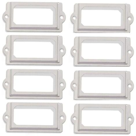 Lot de 50 porte-étiquettes 60 x 17 mm en métal nickel blanc vintage pour tiroir de bibliothèque (1/5)