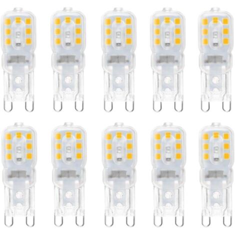 10 ampoules LED G9 3 W, équivalentes à des ampoules halogènes 33 W, lumière chaude 3 000 K, non dimmable, angle de faisceau de 360 ° (1/5)