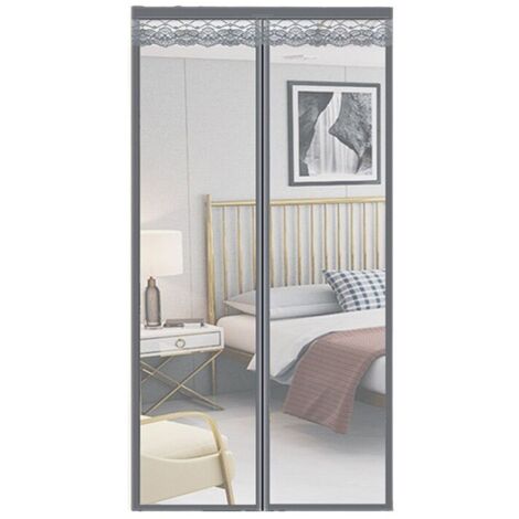 Rideau anti-moustique magnétique, rideau anti-moustique à fermeture automatique, 110 x 220 cm (gris) (1/5)