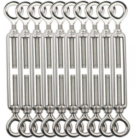 Tendeur de câble M8, Tendeur de câble en acier inoxydable 304 pour corde à linge, cintre, câble de corps -10 pcs. (1/4)