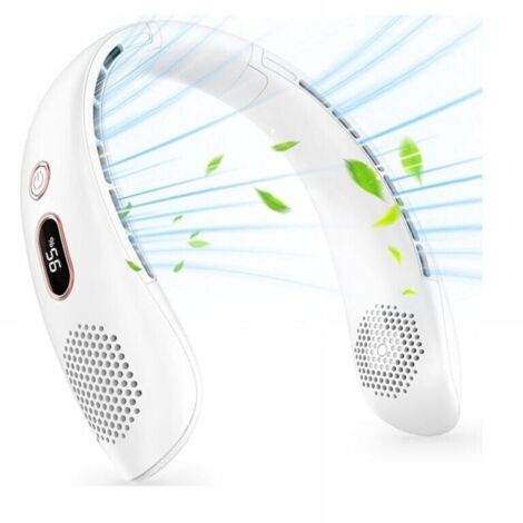 Ventilateur de cou, ventilateur de cou USB portable silencieux sans lame, flux d'air à 360°, mini ventilateur personnel rechargeable à 3 vitesses pour la maison, le bureau, les voyages (1/5)