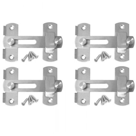 4pcs Loquet à Bascule Porte Coulissante en Acier Inoxydable Verrou de Porte Barre de Loquet Sécurité Serrure Pour Porte Fenêtre Meubles (1/5)