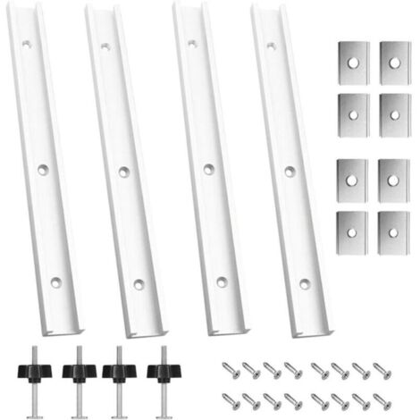 Lot de 4 Rails de Guidage en T Aluminium 400 mm avec Écrous M6 et M8 - Pour Menuiserie et Montage Précis sur Gabarit (1/5)