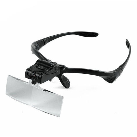 Bandeau Loupe avec éclairage LED, mains libres support de têtes de lecture Loupe Lunettes avec 5 lentilles détachables pour lire, bijoux, regarder (1/5)