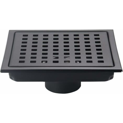 Drain de sol de douche carré de 6 pouces, noir mat, Grille avec couvercle amovible, acier inoxydable SUS304 (1/4)