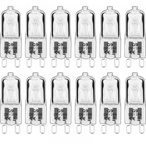 12 pièces G9 Lampes halogènes , ampoules G9 230V 28W 392lm, 2800K blanc chaud, ampoules à capsule dimmable, sans scintillement [Classe énergétique G] (1/5)