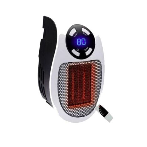 Mini-chauffage céramique 500 Watt Chauffage portable économique avec thermostat et minuterie pour le bureau, la chambre et le salon - (blanc - avec télécommande) (1/5)