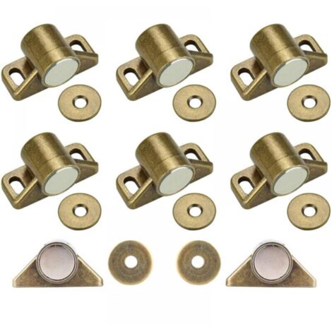 8 Pcs Loqueteau Magnétique,Bronze Loquet Magnetique en Alliage de Zinc pour Tiroirs Placard de Cuisine Armoire,Aimant Porte Placard avec 24 vis (1/5)