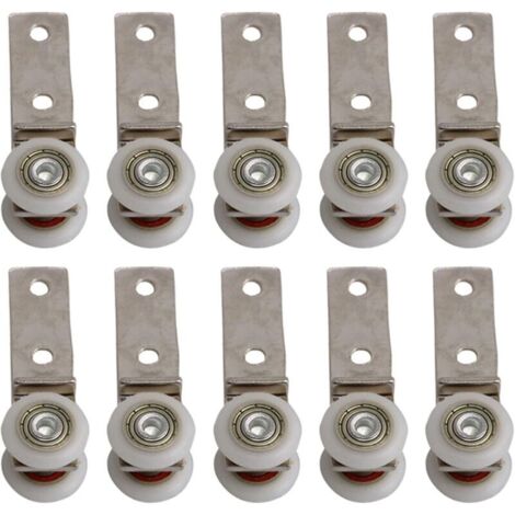 6,5 x 1,9 cm Coude de conduit en métal Roulement Bloc de poulie avec deux Plastique de roue pour porte coulissante fenêtre Cabinet (1/4)