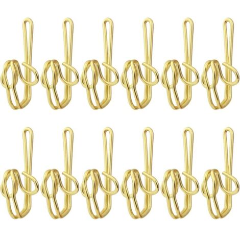 Lot de 100 crochets de rideaux en métal pour rideaux, crochets de rideaux en métal robustes, crochets de rideaux en métal massif, polyvalents et faciles à installer - Acier inoxydable (1/5)