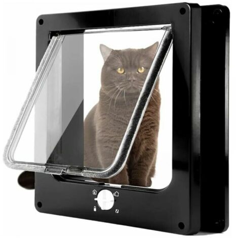 (XL noir) Porte magnétique pour chat avec serrure pivotante à 4 voies pour chats, chatons et chatons (1/5)
