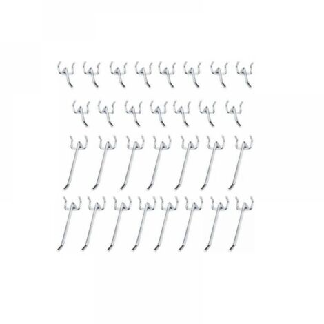 Crochets pour panneaux perforés en métal, accessoires pour panneaux perforés, ensemble de crochets simples de 10cm et 5cm pour Garages, remises à outils, ateliers, 30 pièces (1/5)