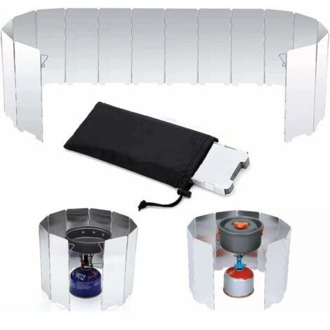 Pare-Vent Pliable Aluminium Ultra Léger Pare-Vent Rechaud 16 Assiettes Pare-Brise de Camping Portable Pare-Vent Pliable en Plein Air pour Camping Randonnée Pique-Nique Cuisinière à Gaz (1/5)