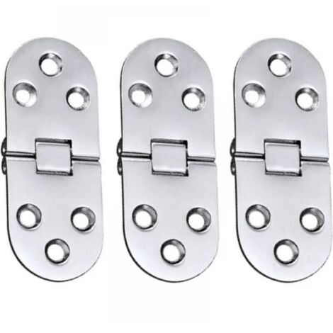 Lot de 3 charnières de table en alliage (argent) en acier inoxydable, charnière rabattable pour porte pliante, pour tiroir, table, bureau, machine à coudre, argent (1/5)