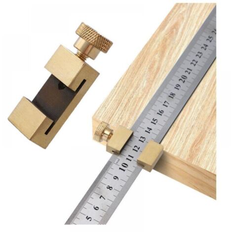 Règle de Positionnement en Acier Inox, Ruler Outil Laiton Acier Règle Bloc, Butée de Règle, Règle de Marquage 30 cm, Outil de Marquage, pour Travail du Bois Bricolage Charpentier Artisanat