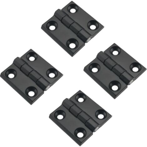 Lot de 4 charnières de porte épaisses en alliage de zinc 40 x 40 mm, robustes, pour armoire, bureau, vitrine, armoire murale, armoire électrique (1/5)