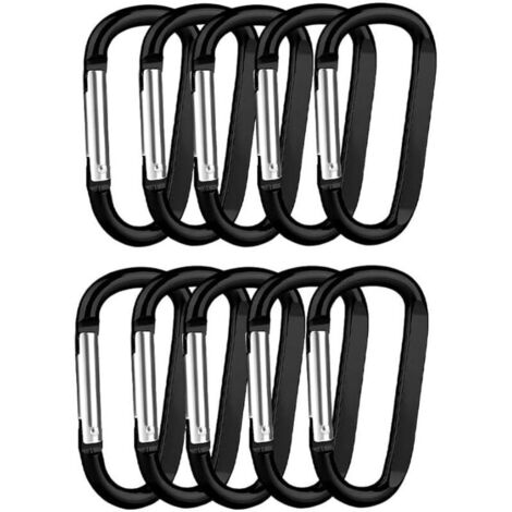 Lot de 10 mousquetons en acier inoxydable, mousqueton robuste, porte-clés, pour randonnée, camping, suspension de plantes, 20 kg (1/5)