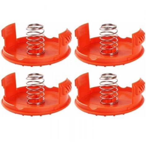 Paquet de 4 couvercles de bobine + 4 pièces de rechange à ressort compatibles avec le coupe-fil BLACK+DECKER RC-100-P (1/5)