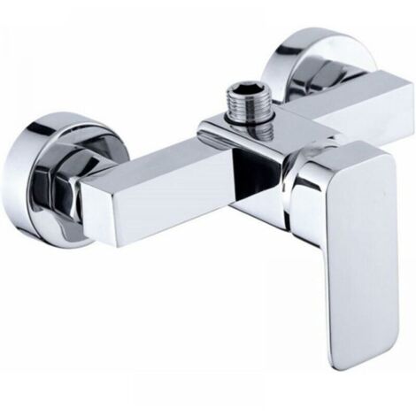 Robinet de douche mural moderne chromé avec mitigeur de douche pour eau froide et chaude (1/5)