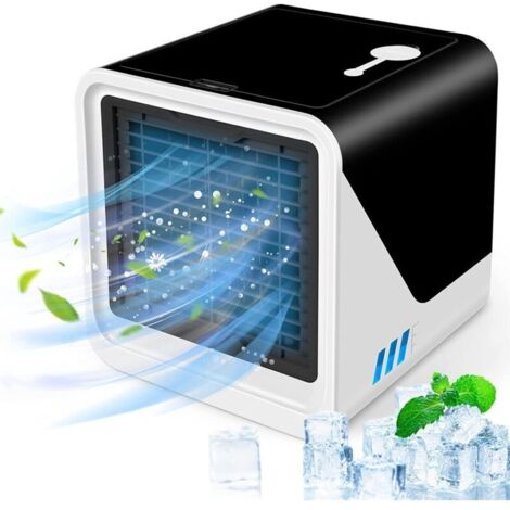 Petit climatiseur portable 3 en 1 - Humidificateur d'air compact par évaporation - Ventilateur de bureau à 3 vitesses de vent - Convient pour la maison et le bureau (1/5)