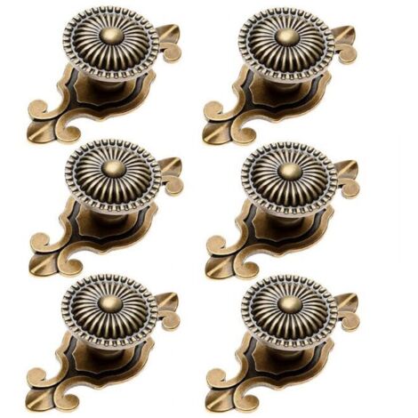 6 Pièces Bouton de Meuble Rétro 2 en 1 Poignée pour Armoire Tiroir avec Vis Bronze (1/5)