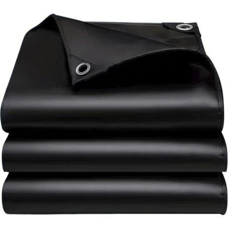 Bâche imperméable robuste 3x4m, bords renforcés, résistante aux UV, adaptée au camping, aux toits et autres emplacements extérieurs, noire. (1/5)