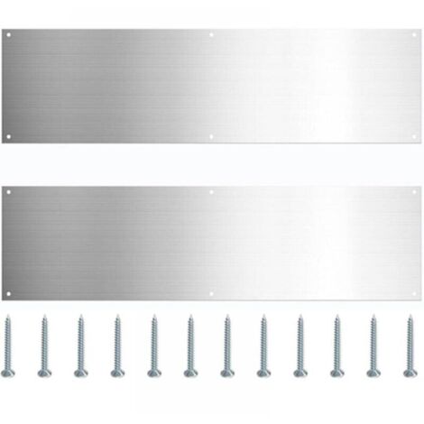 Lot de 2 plaques de seuil de porte en acier inoxydable, panneau de protection de bas de porte en métal, plinthe résistante aux rayures avec vis pour portes intérieures et extérieures