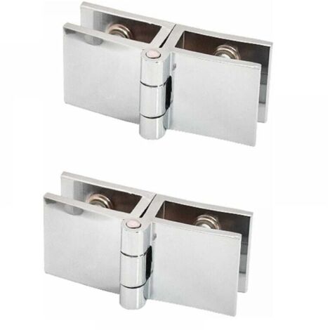 2PCS 180 degrés clip de porte en verre charnière sans verre de perçage à charnière en verre pour épaisseur de verre 5mm - 8mm (1/4)