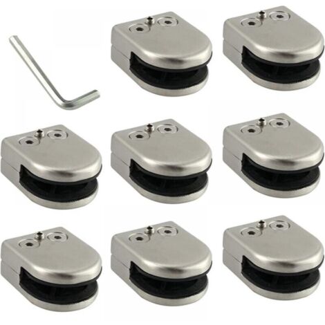 Pince De Verre 8 PCS 6-8mm En Acier Inoxydable 304 Clip En Verre Pince Support Dos Plat Finition Chromig pour Balustrade (1/5)