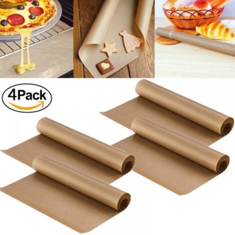 Feuille de cuisson permanente (lot de 4) extra large pour griller et cuire au four - 40x60 cm peut être découpée à la taille - Feuille de cuisson allant au lave-vaisselle (1/5)