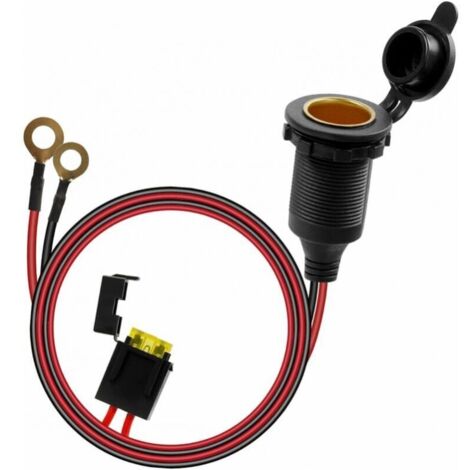 Allume Cigare Socket, Imperméable Prise Allume-Cigare 12V-24V pour Bateau, Moto, Voiture, 1 m 14 AWG Allume cigare câble rallonge prise avec Porte-fusible à Lame (1/5)