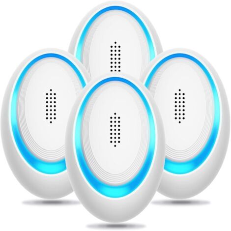 Lot de 4 répulsifs à ultrasons pour insectes, piège électronique à souris pour l'intérieur, insert répulsif contre les moustiques et les araignées, répulsif efficace contre les rongeurs (1/5)