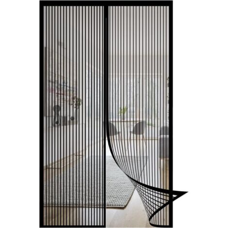 Moustiquaire de porte, 120 x 210 cm, anti-insectes, durable, anti-déchirure, pour cuisine, chambre, salle climatisée, noire (1/5)
