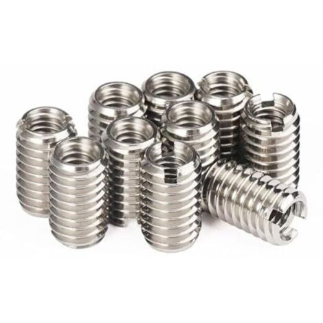 10 Pièces Insert Fileté Metal, Insert Fileté Autotaraudant Filetage Femelle M4 X 0.7mm Filetage Mâle M6 X 1mm Longueur 10mm Inserts Filetés pour Équipement Mécanique De Turbine À Vapeur (1/5)