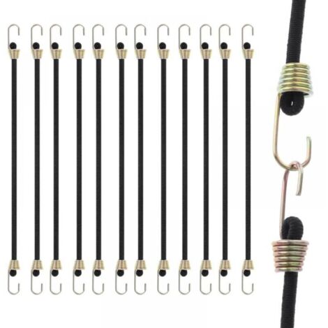 Tendeurs Elastique avec Crochets, Lot de 15 Cordon Élastique , 25cm Sandow Elastique, Sangles Élastiques Robuste en Caoutchouc pour Sécuriser Les Bagages, Tente, Bâches, Voitur (1/5)