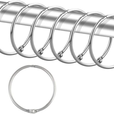 24 anneaux de rideau de douche, crochets de rideau de douche antirouille pour salle de bain, anneaux de rideau de douche ronds décoratifs et crochets de tringle de rideau de douche,argent (1/4)