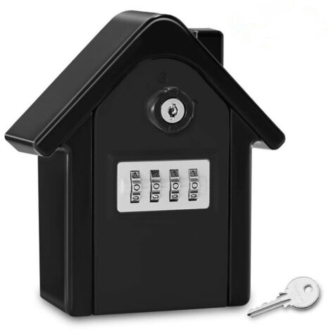 Noir Boite a Cle Securisee Mural Boite a Clé avec Code Numérique & Clés d'urgence, Grand Key Safe Box Format Coffre a Clef Extérieur pour Maison, Bureau, Usine, Garages (1/5)