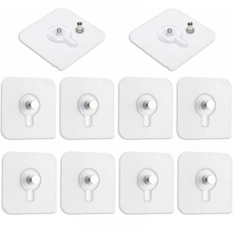 Lot de 10 Adhesif Accroche Tableau Sans Percer, Transparent Attache Cadre Adhésif pour Accroche Cadres Photo, Miroir, Art Mural, Lumières Décoratives, Sans Trou (1/5)
