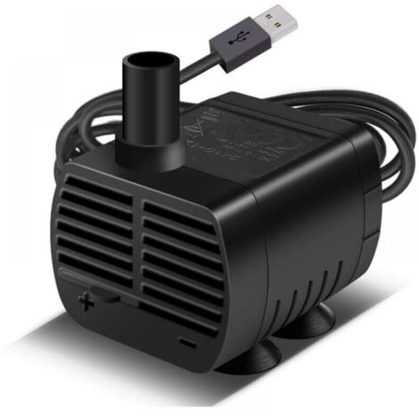Pompe Eau Submersible, Aquarium Pump Ajustable 200L/H 3W Ultra-Silencieux Pompe USB pour Étang Fish Tank Fontaine Réservoir de Poissons Cordon de 1.4m,Noir (1/5)