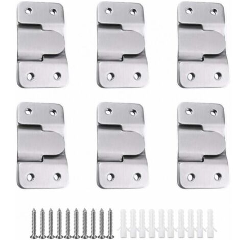 6 Paires [12 pack] Support de Montage Dissimulé Embarqué Interverrouillage Pendaison Boucle Quincaillerie Murale en Acier Inoxydable pour Accrocher la Photo Miroir Cadre Dosseret Meubles (1/5)